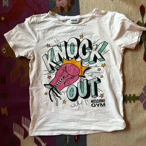 Moschino White Knock Out Gym Graphic S T-Shirt